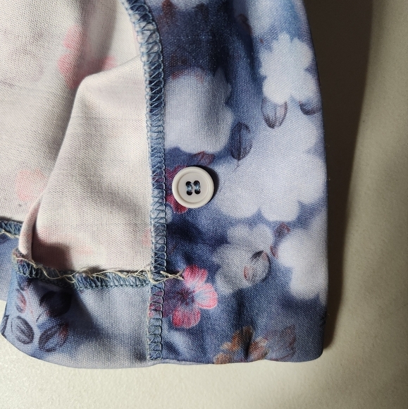 Sears Womens Vintage 70s Blue Floral Buttonfront Shirt-Size 16 - Picture 7 of 7